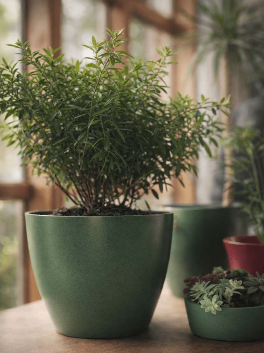 Set de Macetero con Plato Actual Musgo 24x24x18 cm4