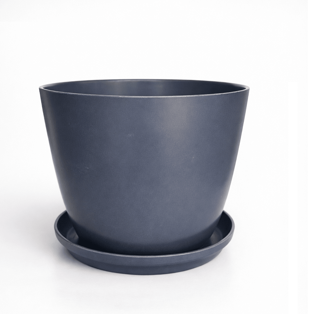 Set de Macetero con Plato Actual Gris 24x24x18 cm1