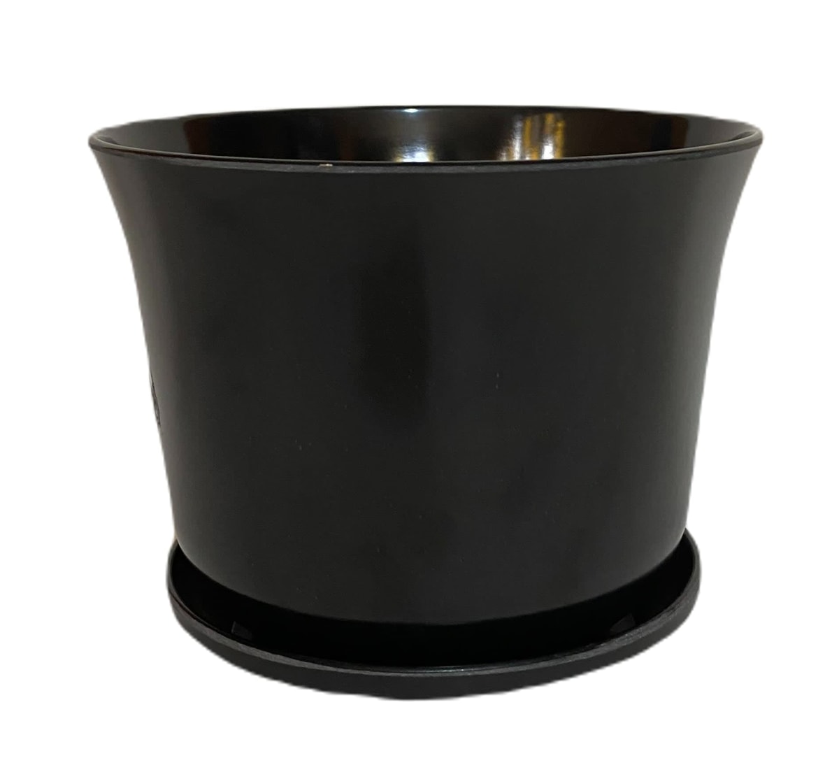 Set Macetero y plato Bio bamboo Curvo negro 16,5x16,5x13 cm 16,5x16,5x13 cm4