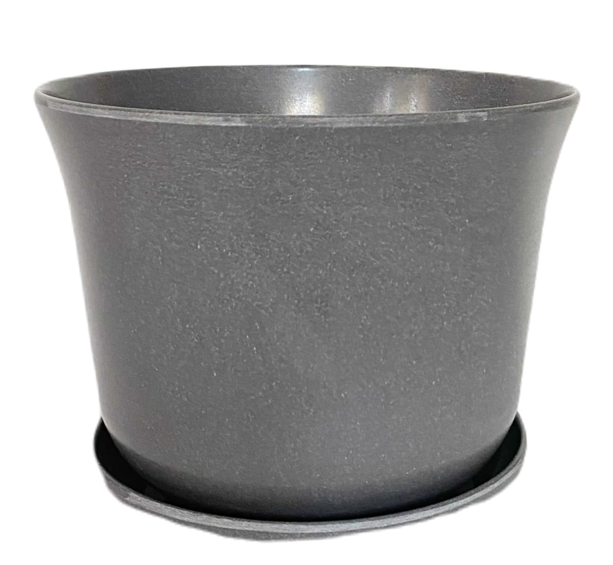 Set 2 Maceteros y platos Bio bamboo Curvo gris 16,5x16,5x13cm2