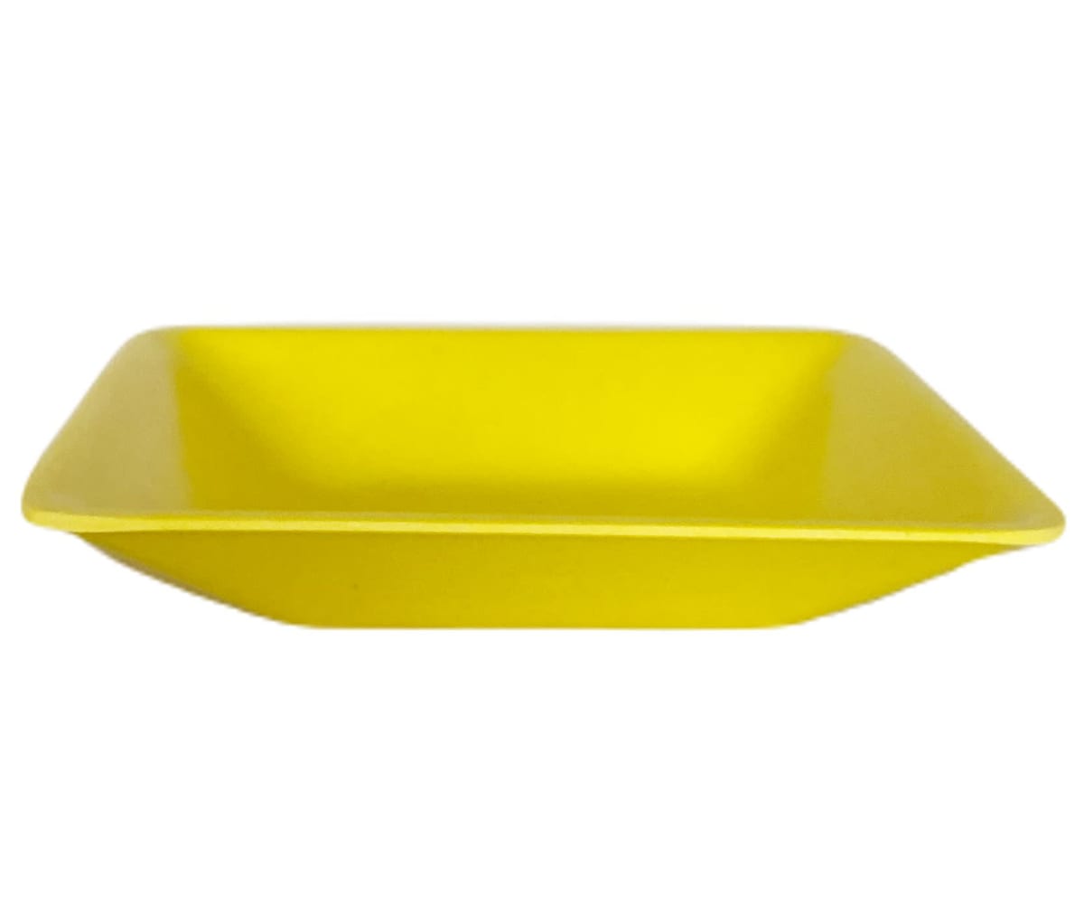 Set 4 Maceteros y platos bio bamboo cuadrado amarillo 13,3x13,3x12,4cm4