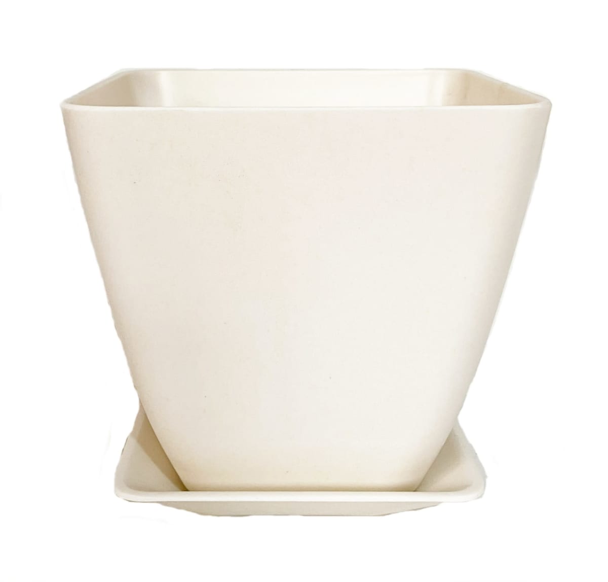 Set 4 Macetero y plato Bio bamboo cuadrado 2 verde 2 blanco 13,3x13,3x12,4 cm1