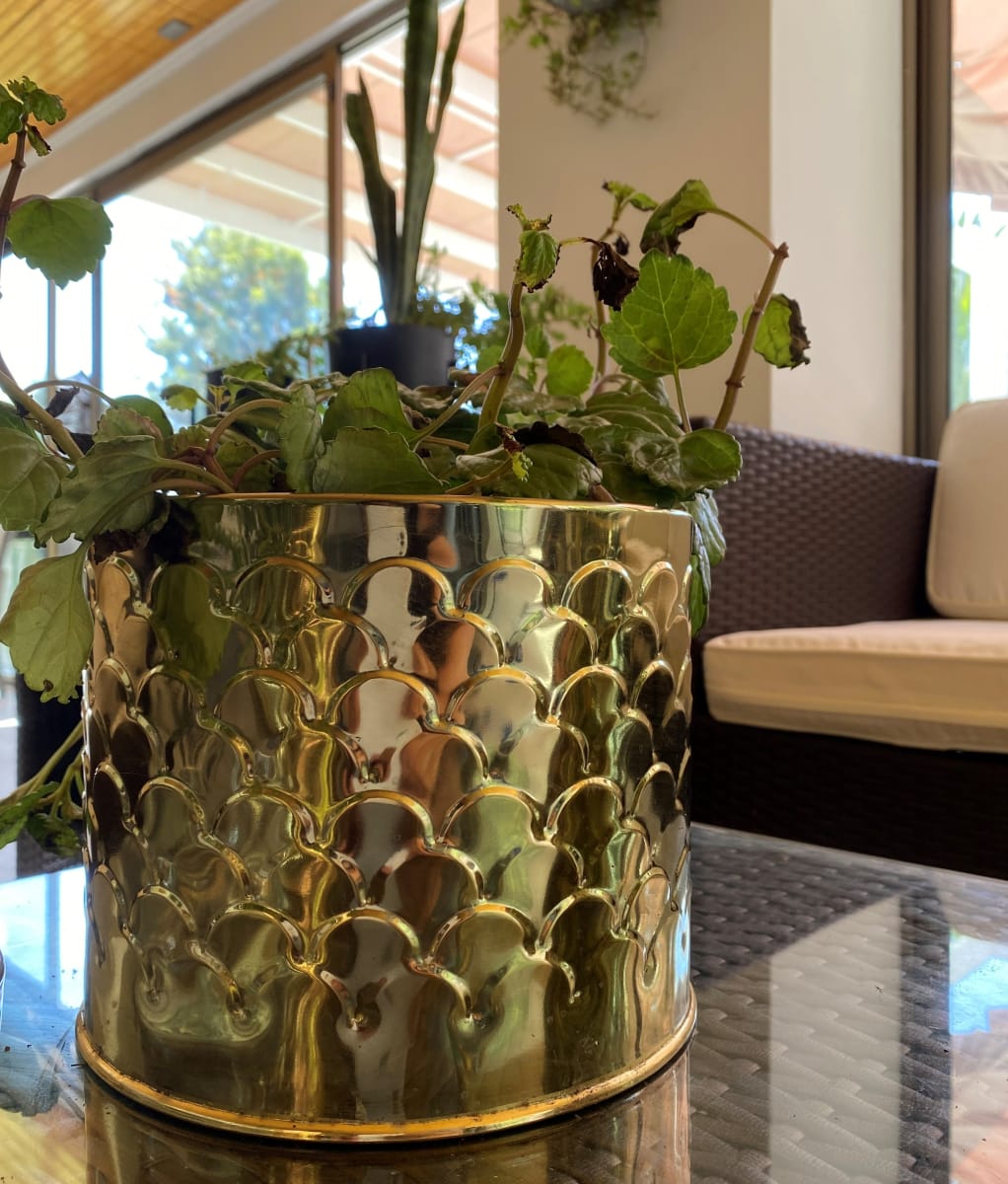 Set 3 Maceteros Dorados Textura 21x21x17cm, 18x18x16cm y 14x14x16cm6