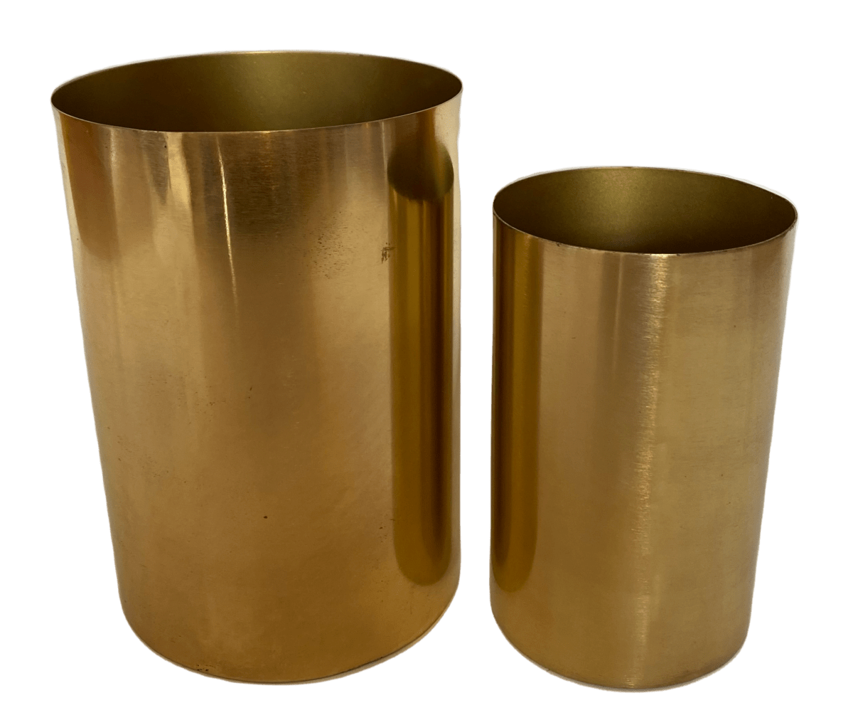 Set 2 Maceteros Tubulares Dorados 10x10x15 cm y 8x8x13cm2