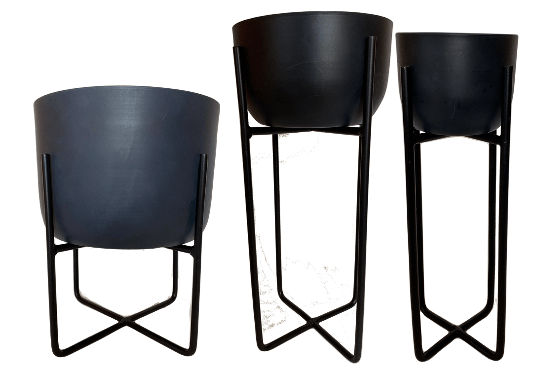 Set De 3 Maceteros Pedestal S 10x10x30 cm, M 14x14x36cm y L 22x22x26cm10