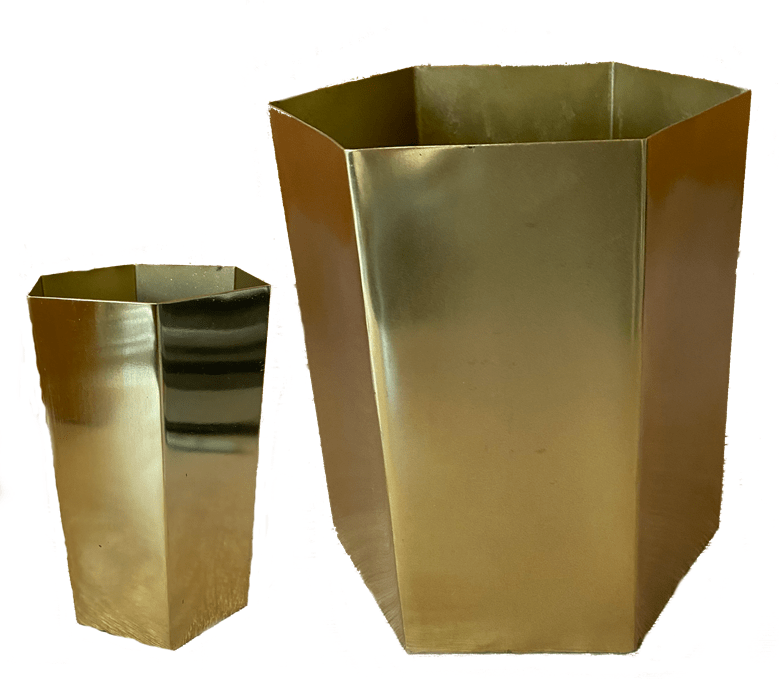 Set 2 Maceteros Octogonales Dorados S 10x10x15cm + L 15x15x18cm1