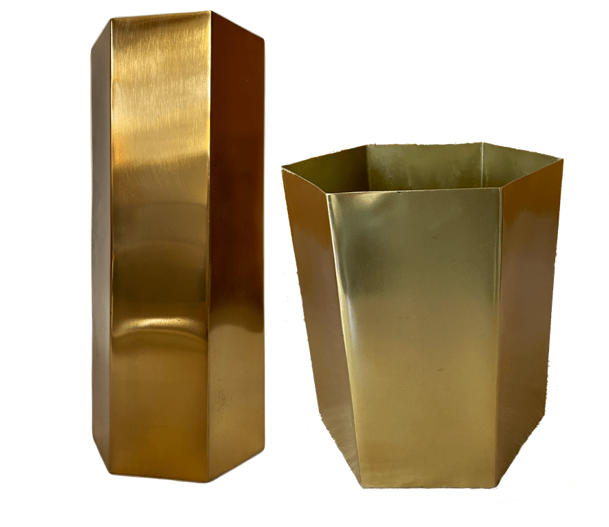 Set 2 Maceteros Octogonales Dorados M 13x13x30cm + L 15x15x18cm1