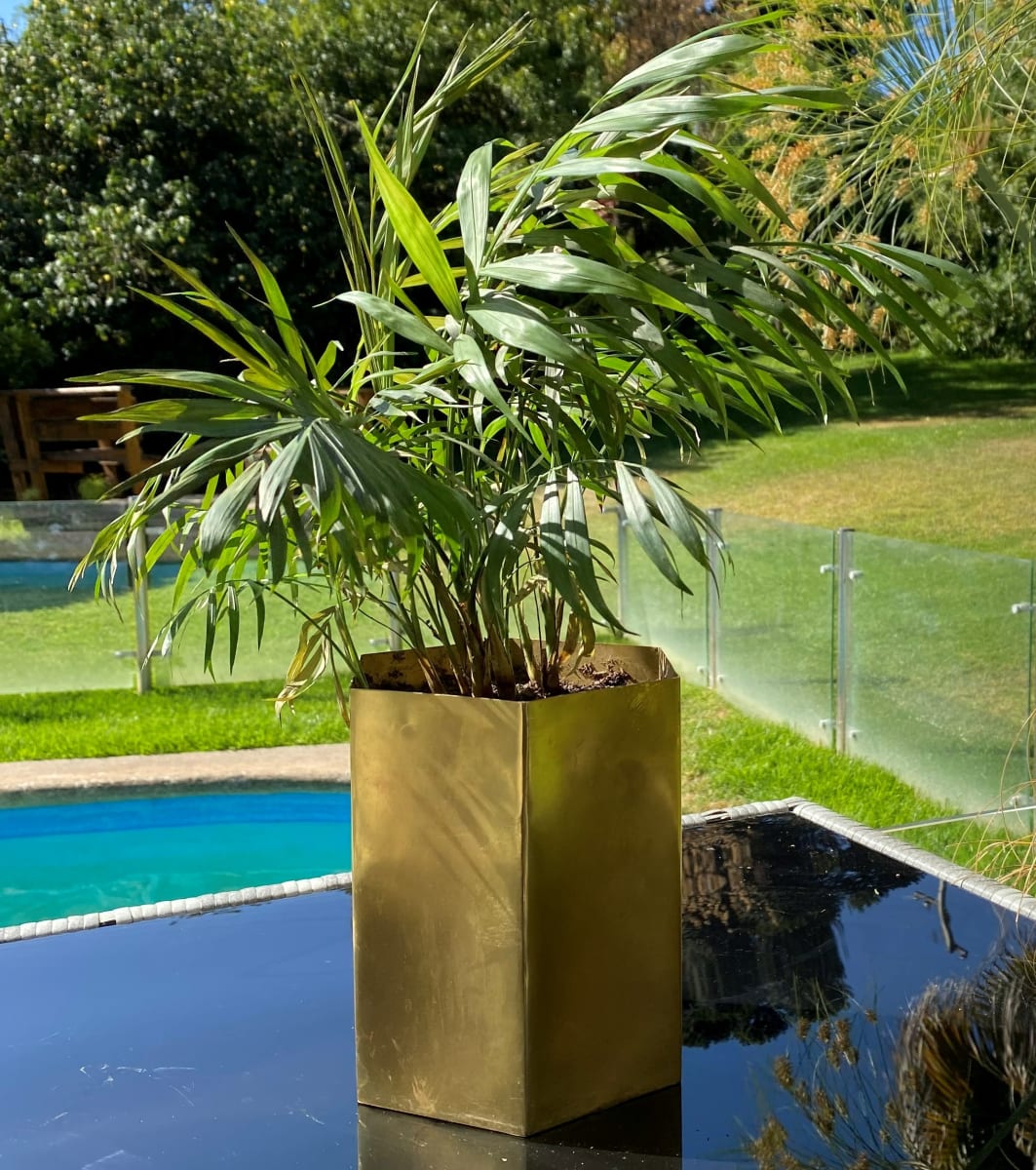 Macetero Octogonal Dorado L 15x15x18cm3