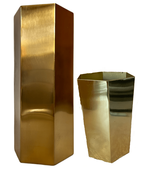 SET 2 MACETA TEXTURA DORADA S 14x14x16 cm y M 18x18x16 cm1