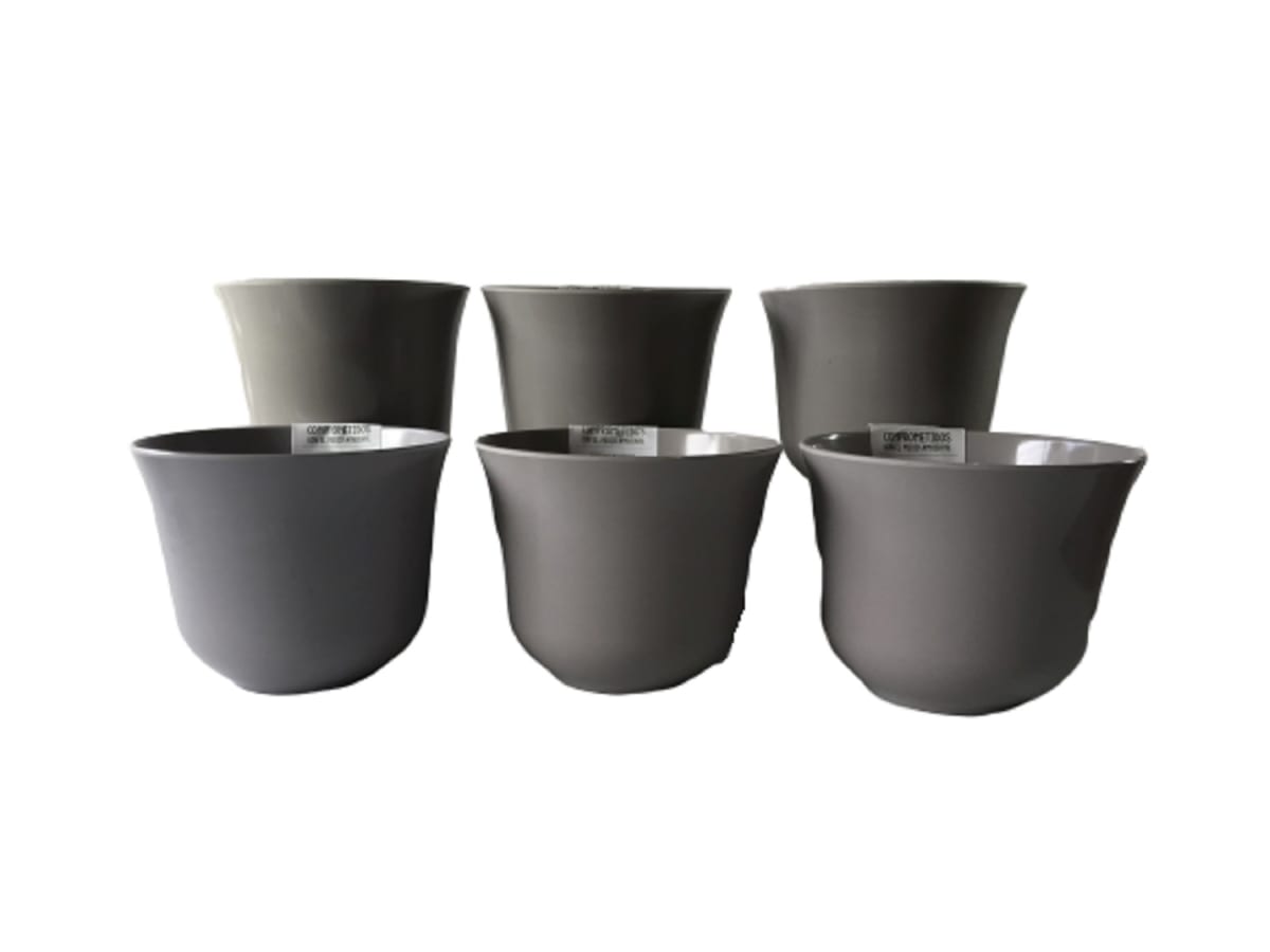 Set 6 Macetero Bios Curvo, 6 Gris 16,5x16,5x13 cm1