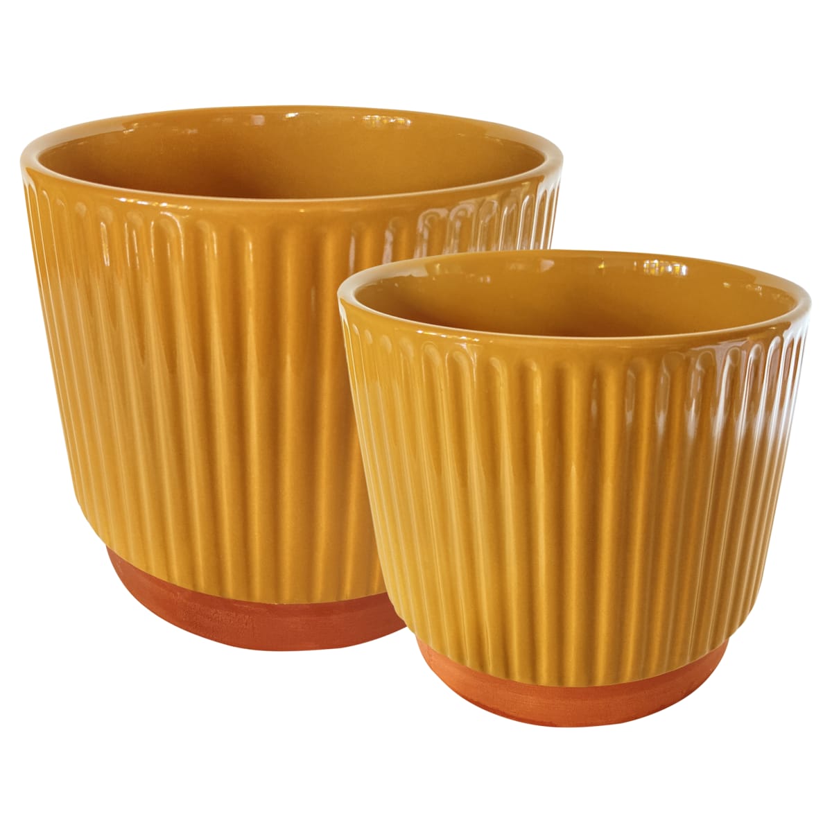 Set 2 Maceteros Enlozados Mostaza 17x15 y 20x181