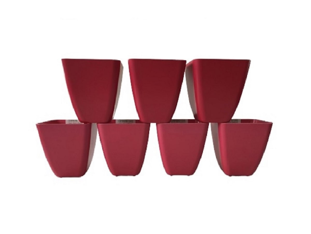 Set 7 Maceteros Bios Cuadrado 7 Coral 13,3x13,3x12,4 cm1