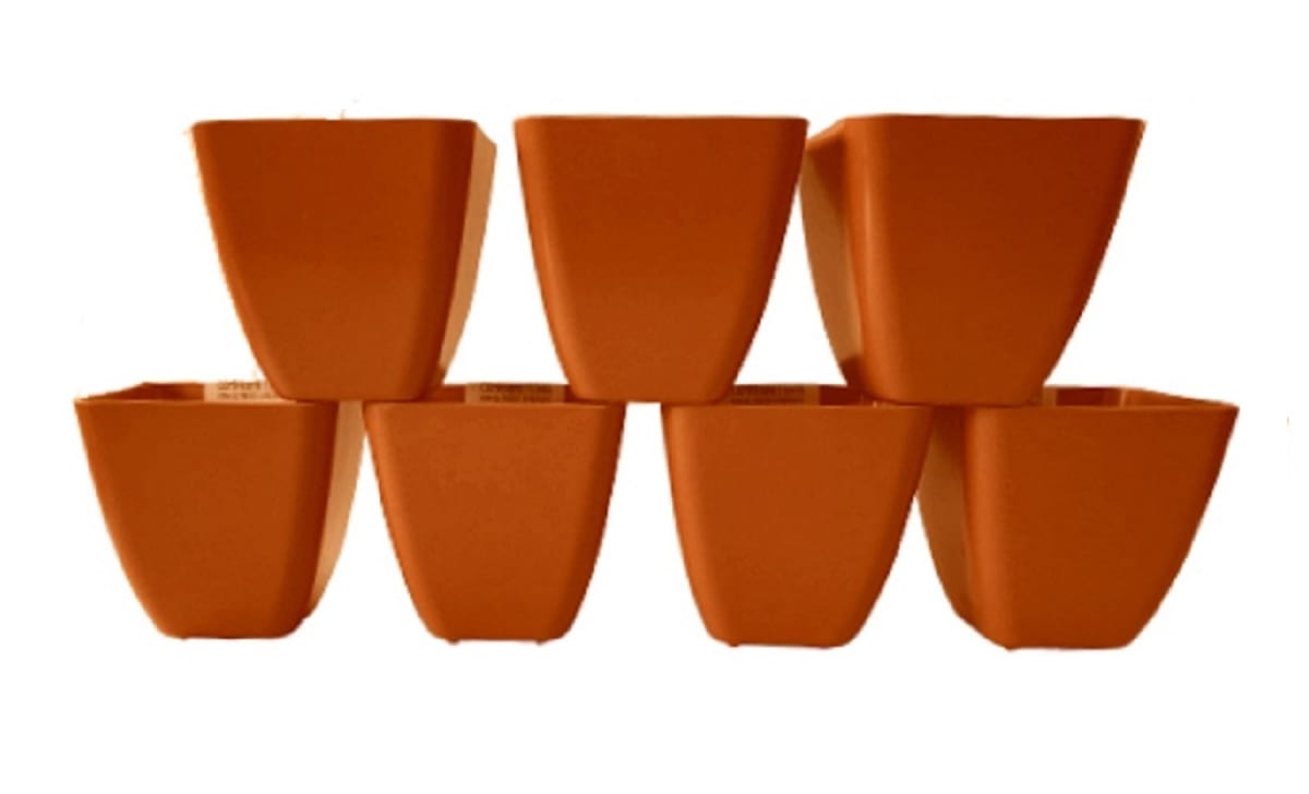 Set 7 Maceteros Bios Cuadrado 7 Naranjo 13,3x13,3x12,4 cm1
