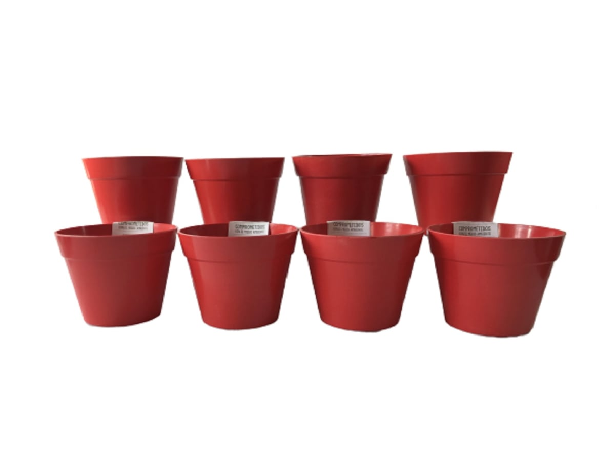Set 8 Maceteros Bios Redondos 8 Rojo 13,7x13,7x10 cm1