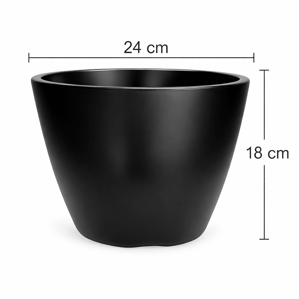 Set de Macetero con Plato Actual Negro 24x24x18 cm7