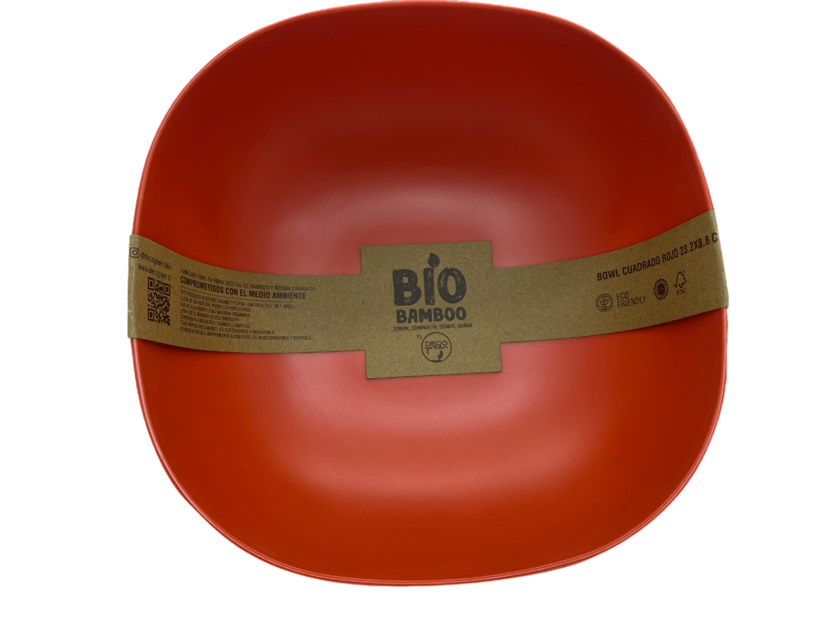 Bowl Biobamboo Cuadrado Rojo 20X8 Cm4