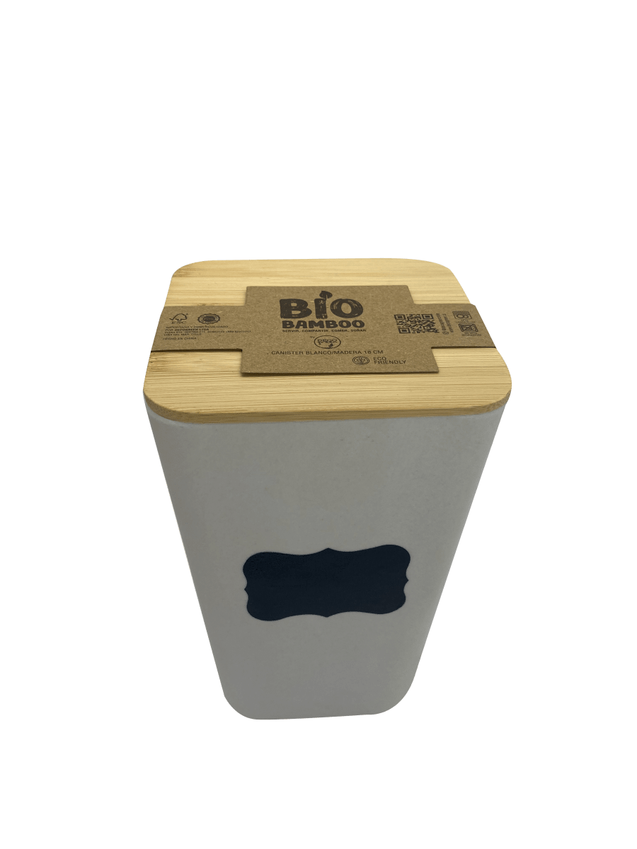 Canister Biobamboo Blanco/Madera 18 Cm1