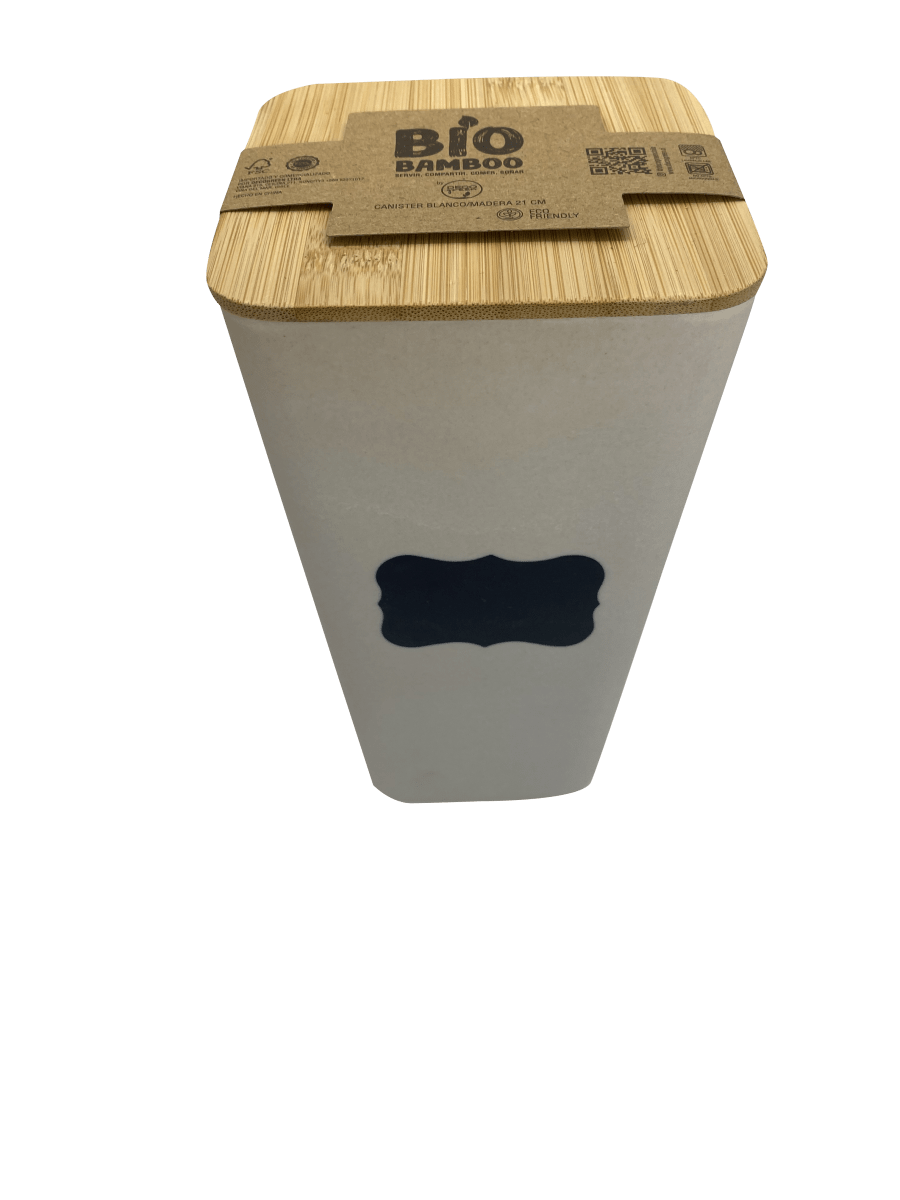 Canister Biobamboo Blanco/Madera 21 Cm1