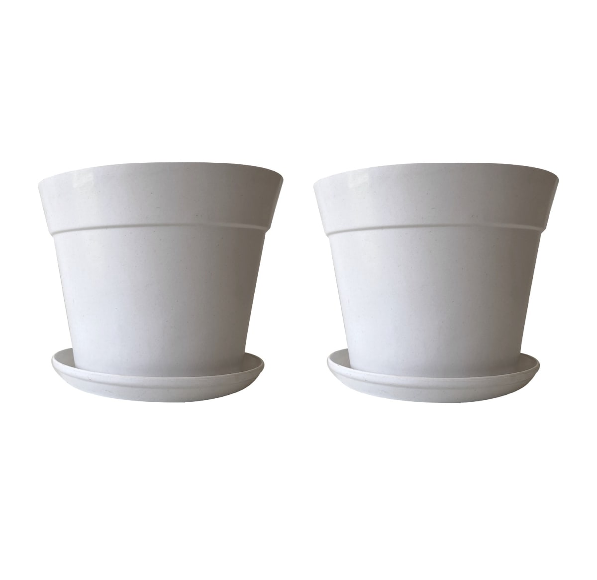 Set de 2 Maceteros con Plato Clásico Blanco 25x25x17 cm1