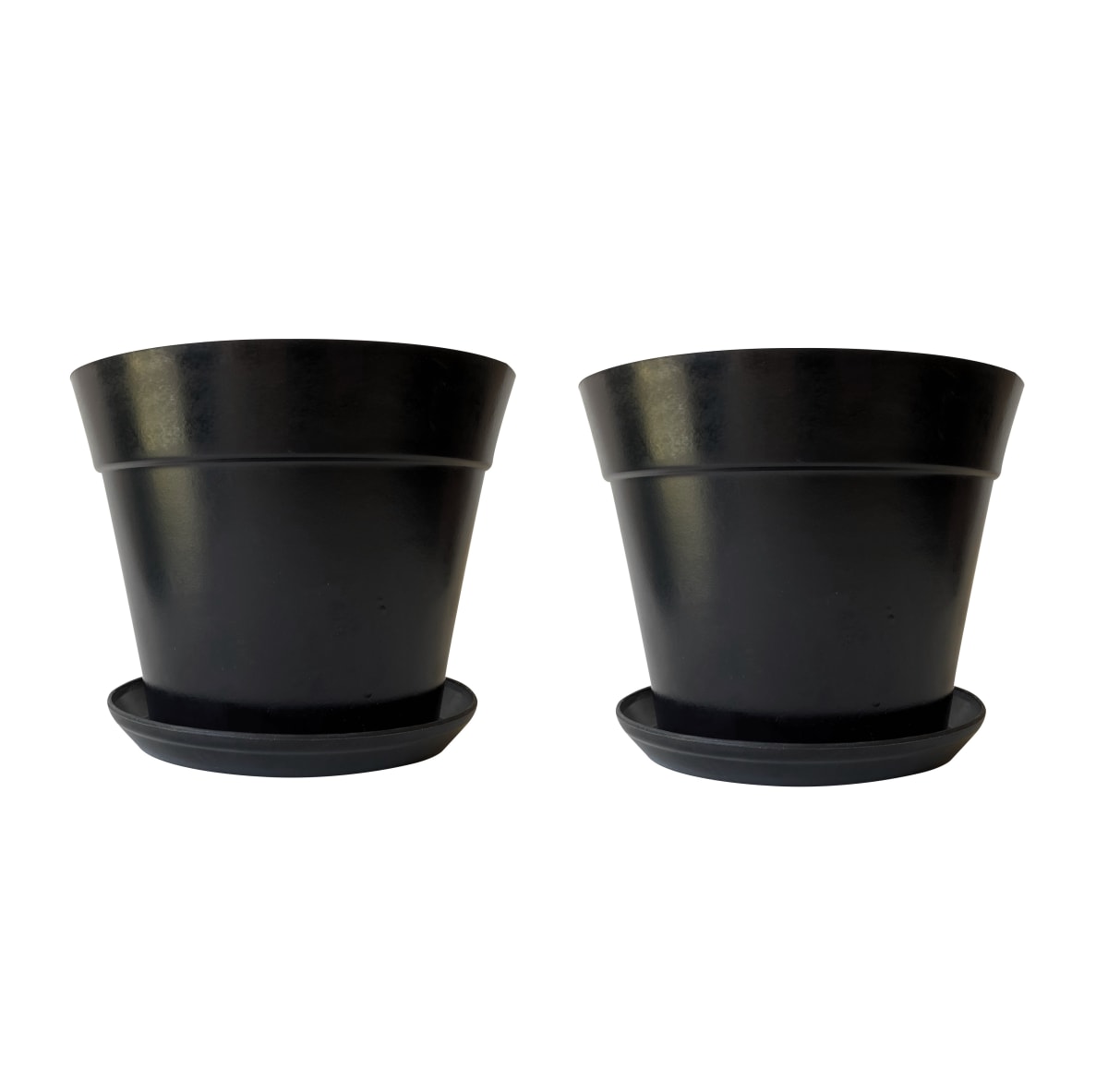 PE SET 2 MACETEROS CON PLATO CLASICO NEGRO 25x25x17 cm1