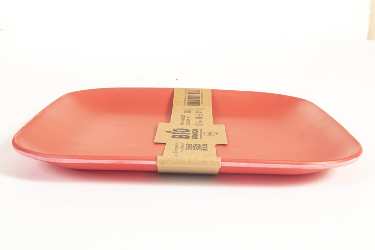 Plato Cuadrado Biobamboo Rojo 25X25 Cm3