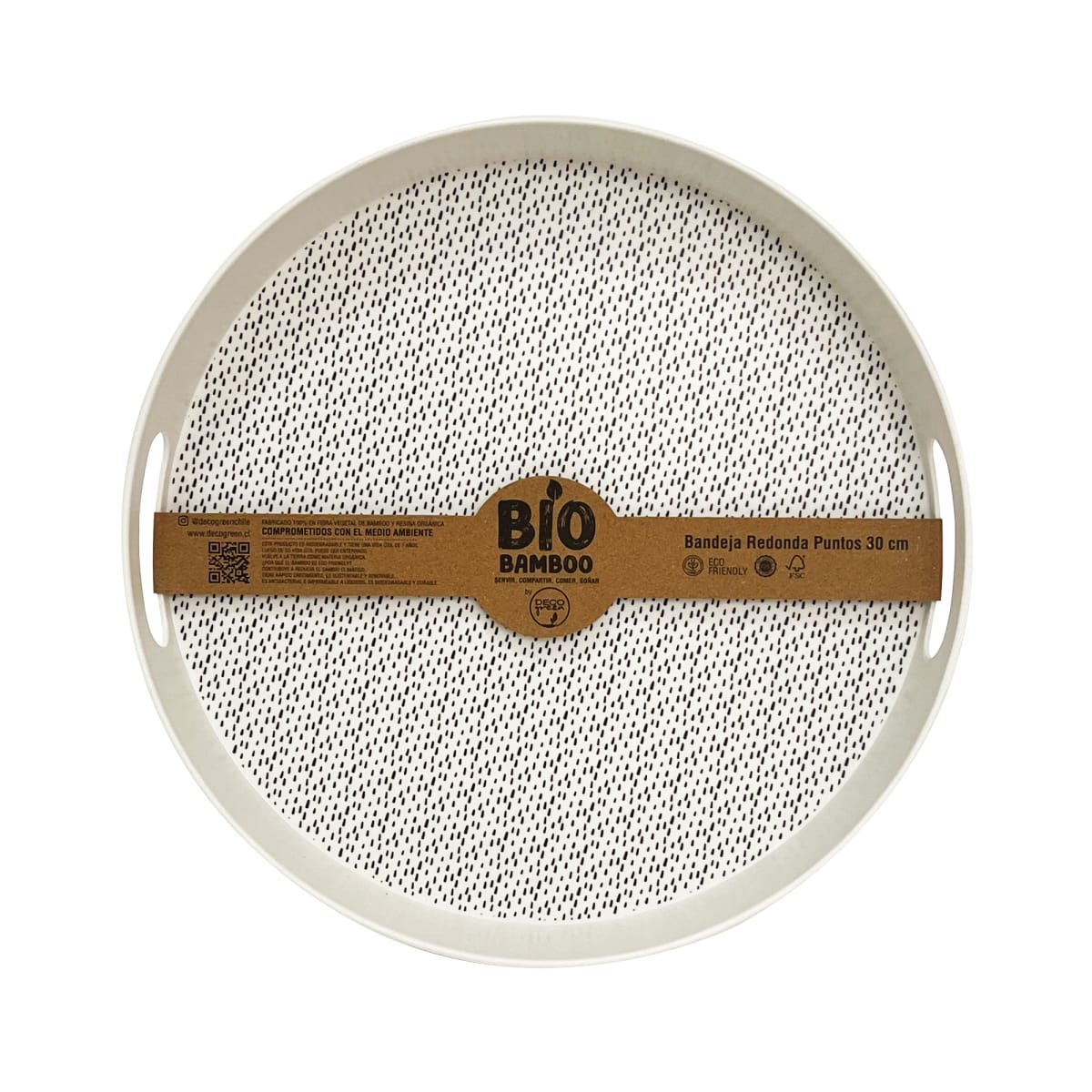 Bandeja Biobamboo Redonda Puntos 30 Cm2