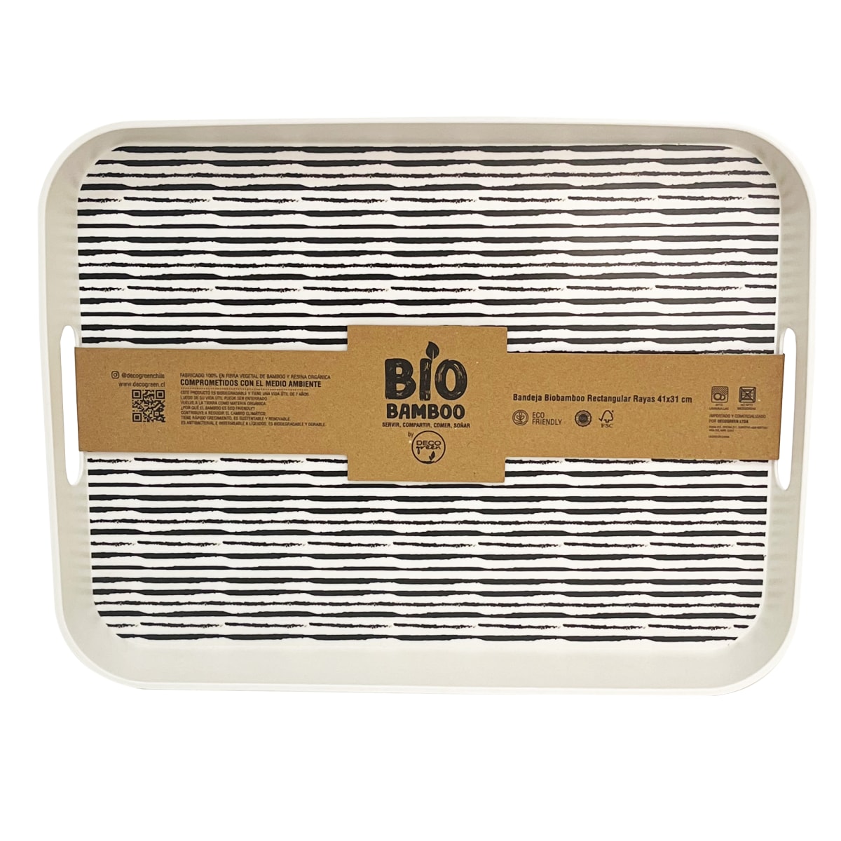 Bandeja Bio Rectangular Rayas 41X31 Cm2