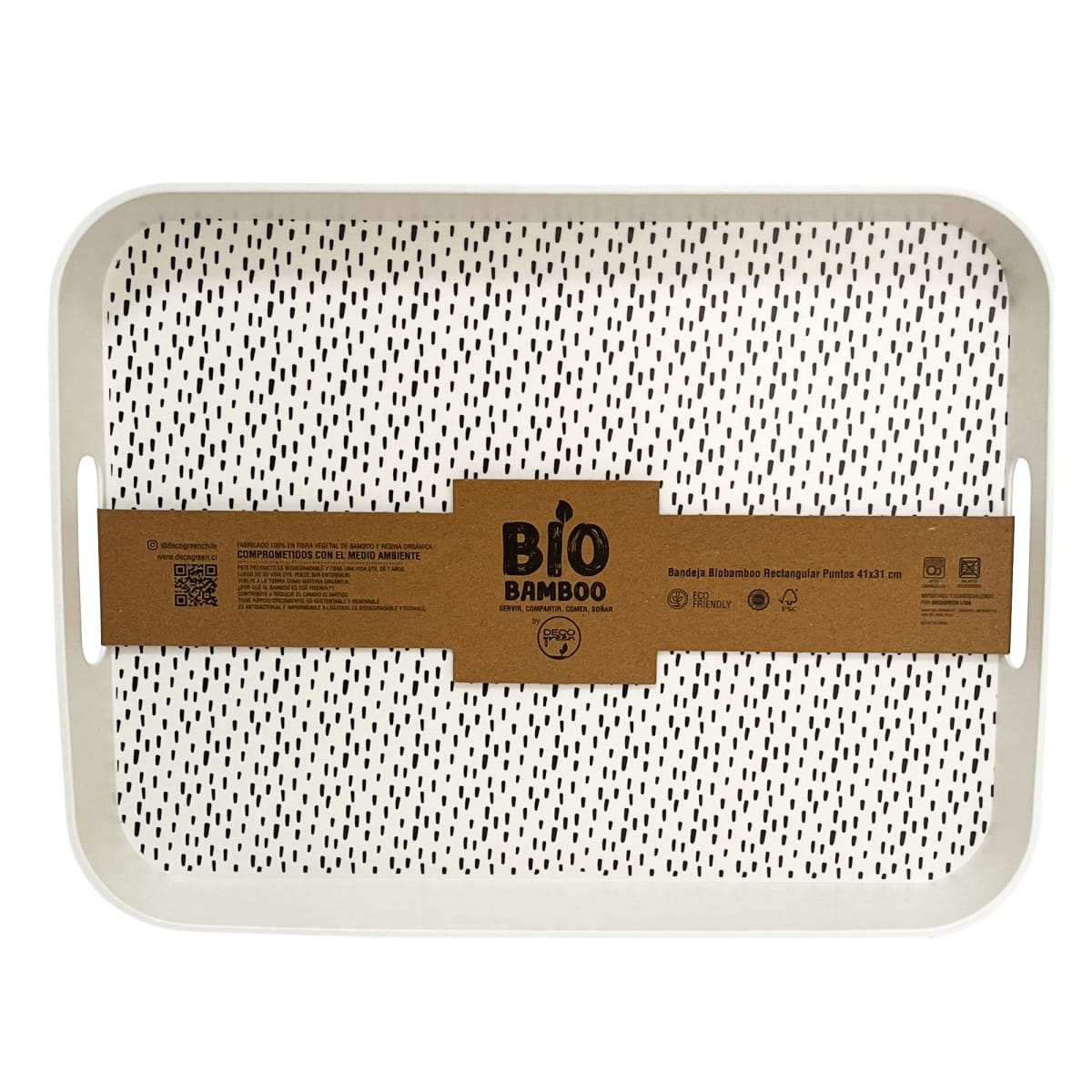 Bandeja Bio Rectangular Puntos 41X31 Cm2