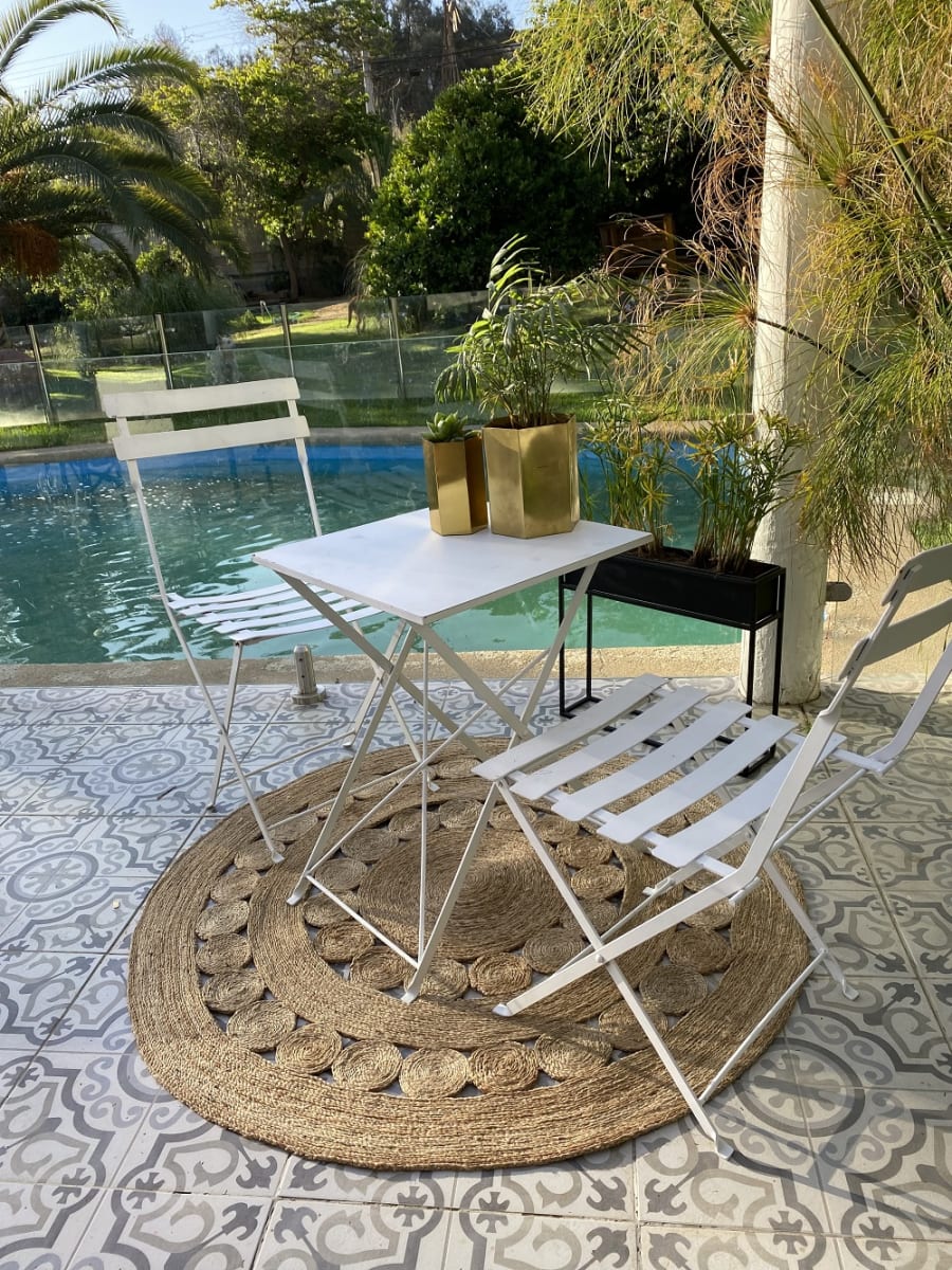 Set Mesa Con Dos Sillas Vintage Cuadrada Blanca4