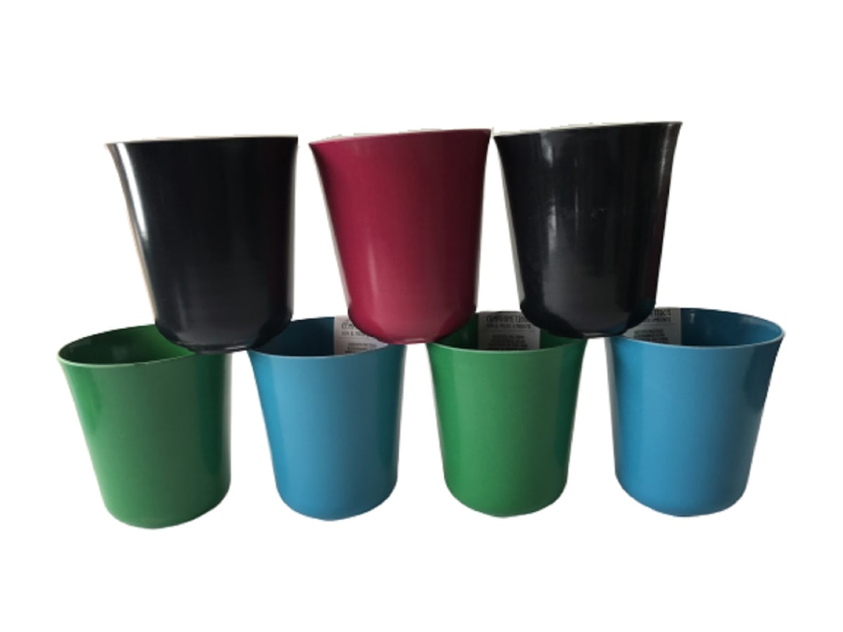 Set 7 Maceteros Bios Flores 1 Purpura 2 Turq 2 Verde 2 Negro 13x13x14,5 cm1