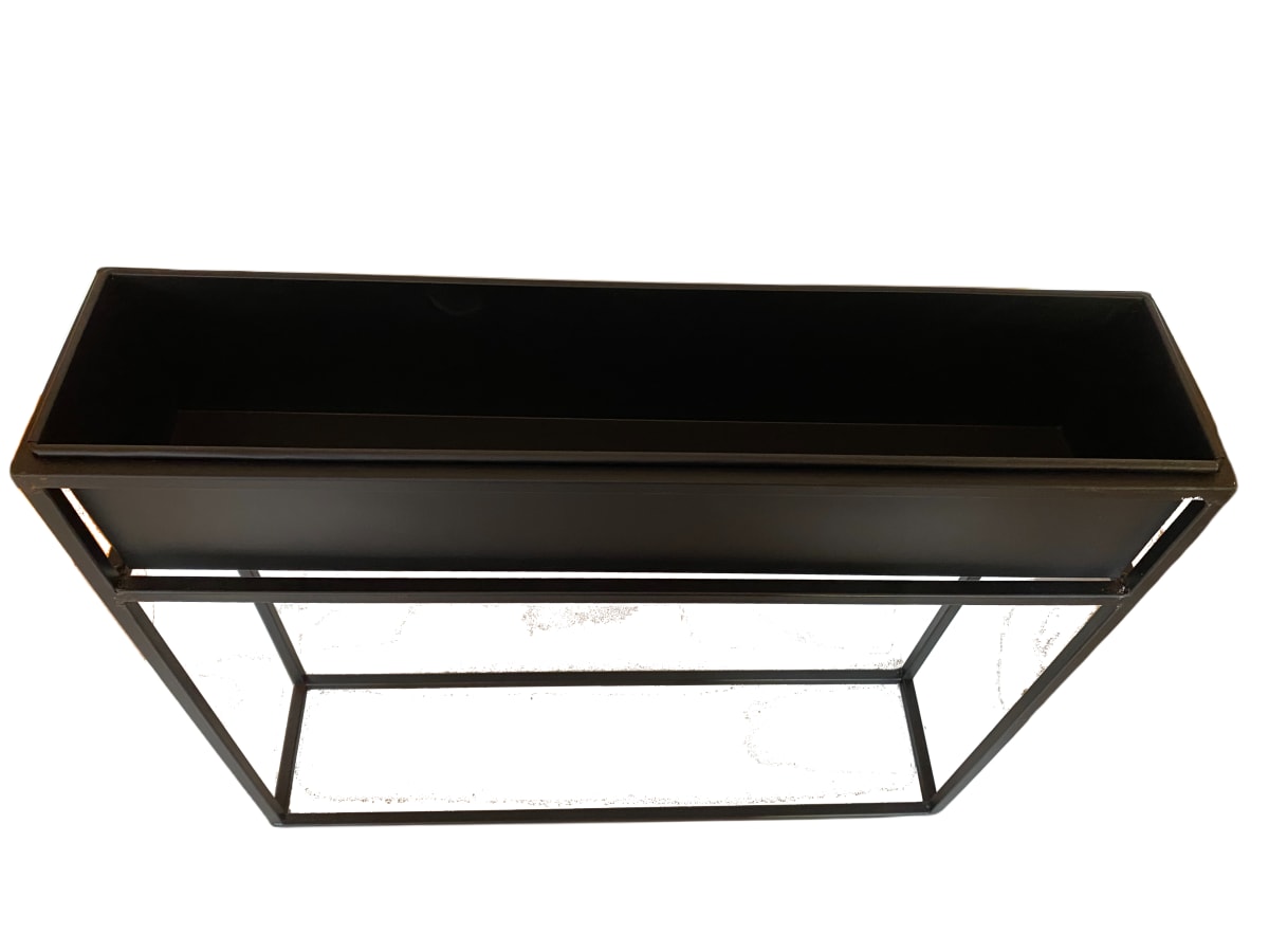 Jardinera Rectangular Metálica con Pedestal Negro 50,5x10x46 cm3