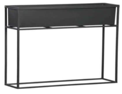 Jardinera Rectangular Metálica con Pedestal Negro 50,5x10x46 cm1