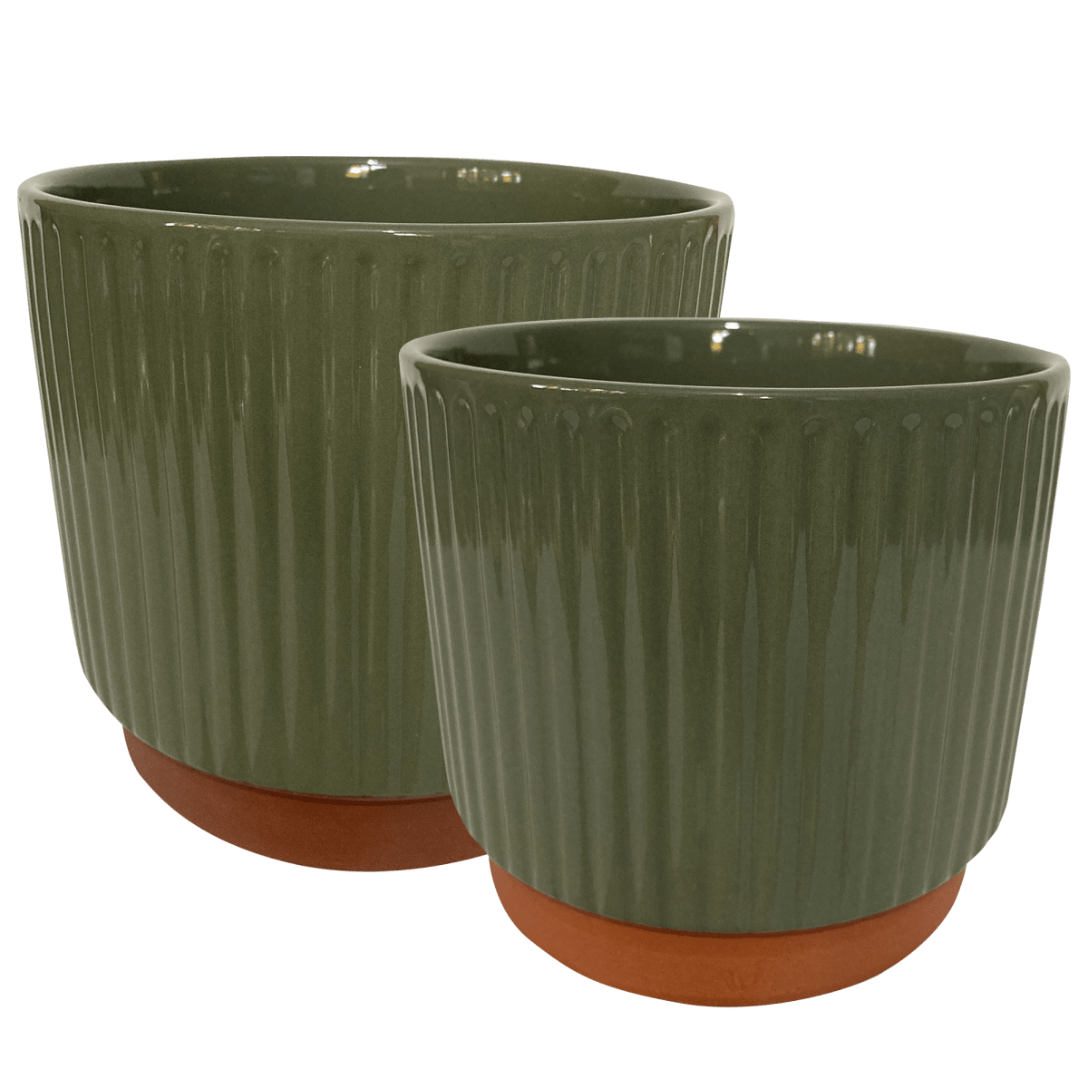 Set 2 Maceteros Enlozados Oliva 17x15 y 20x181
