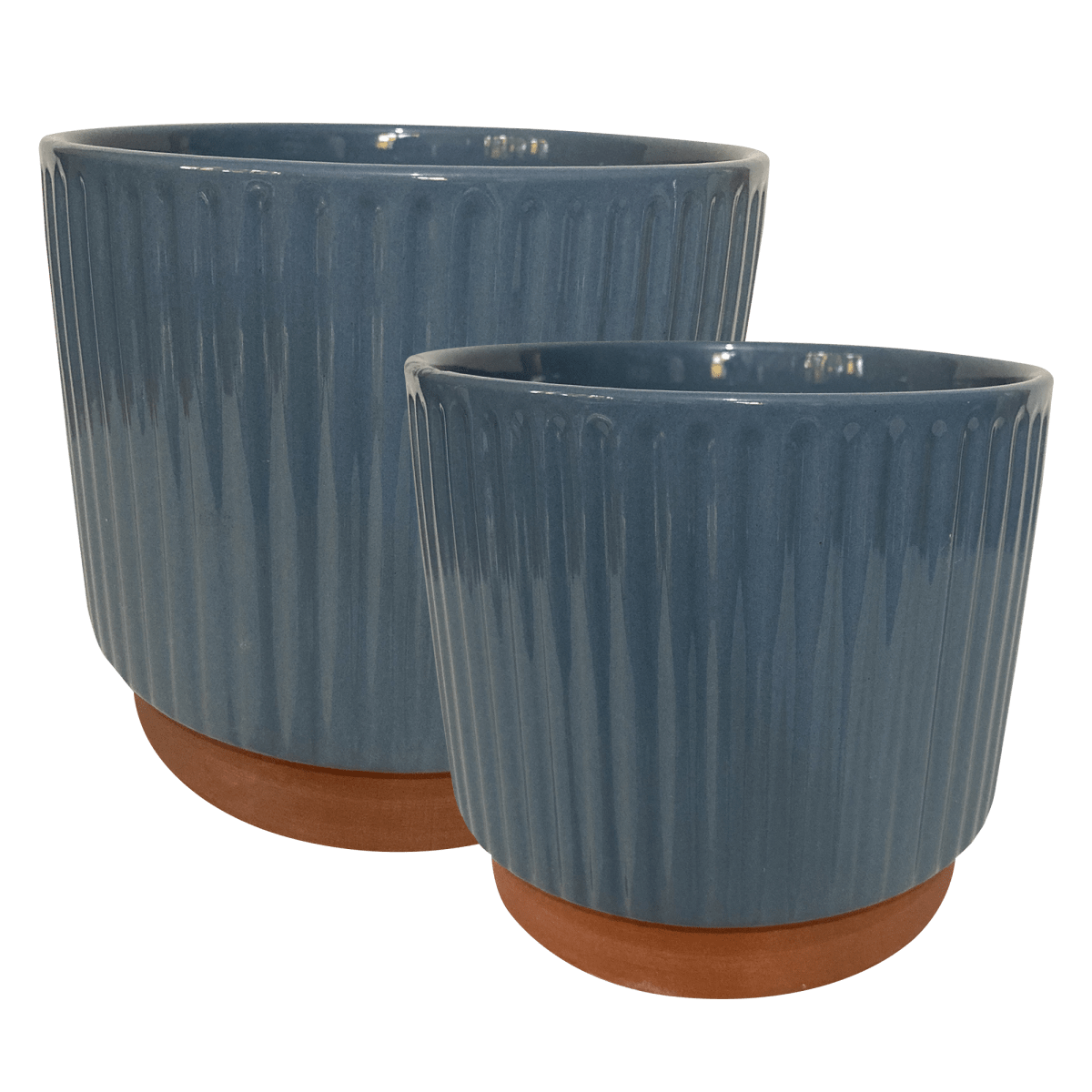 Set 2 Maceteros Enlozados Azul 17x15 y 20x181