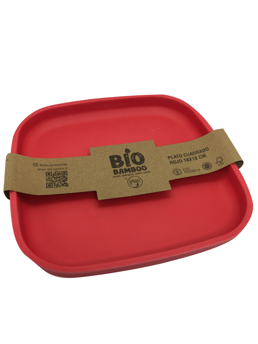 Plato Cuadrado Biobamboo Rojo 18X18 Cm1