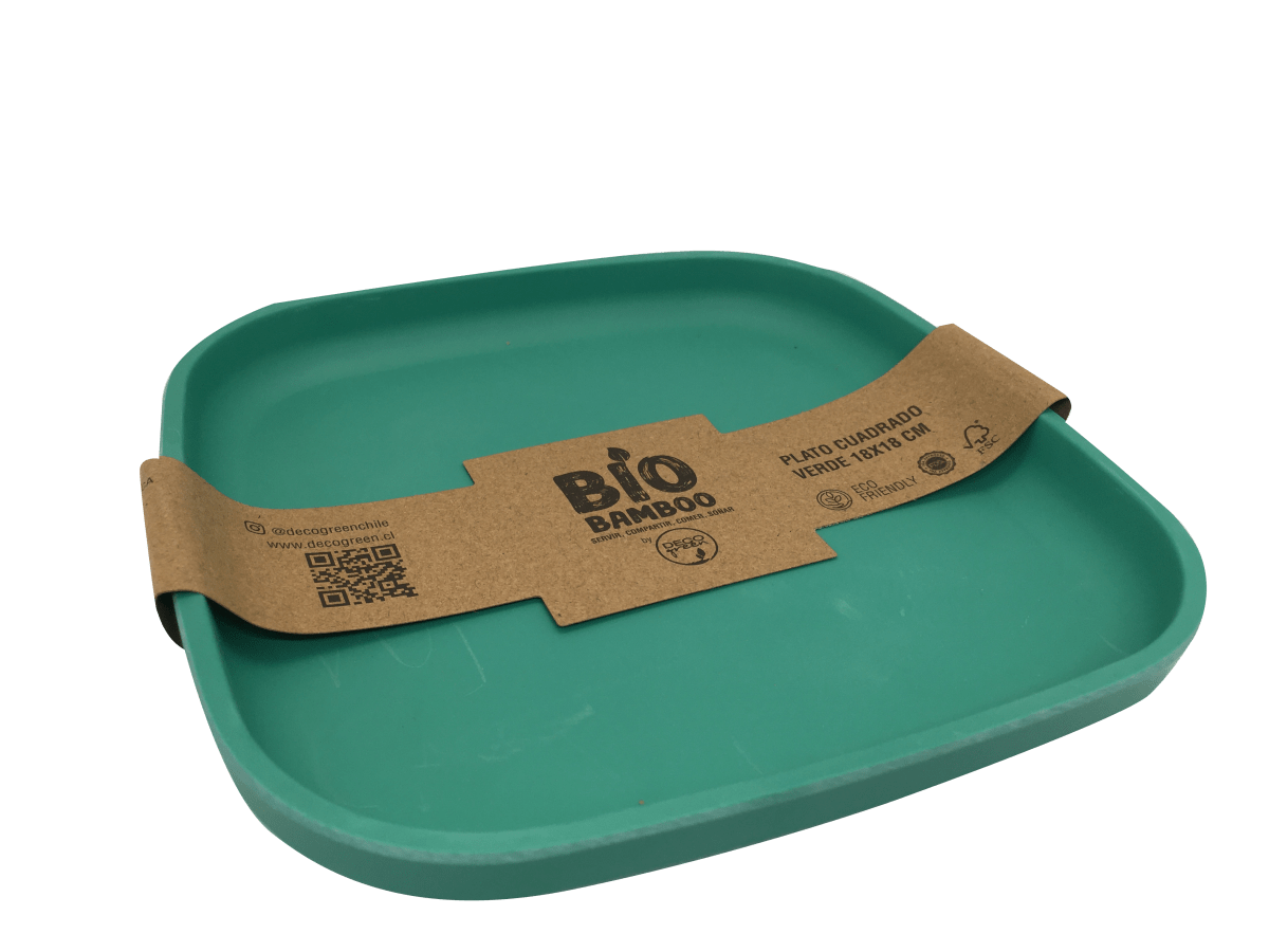Plato Cuadrado Biobamboo Verde 18X18 Cm1