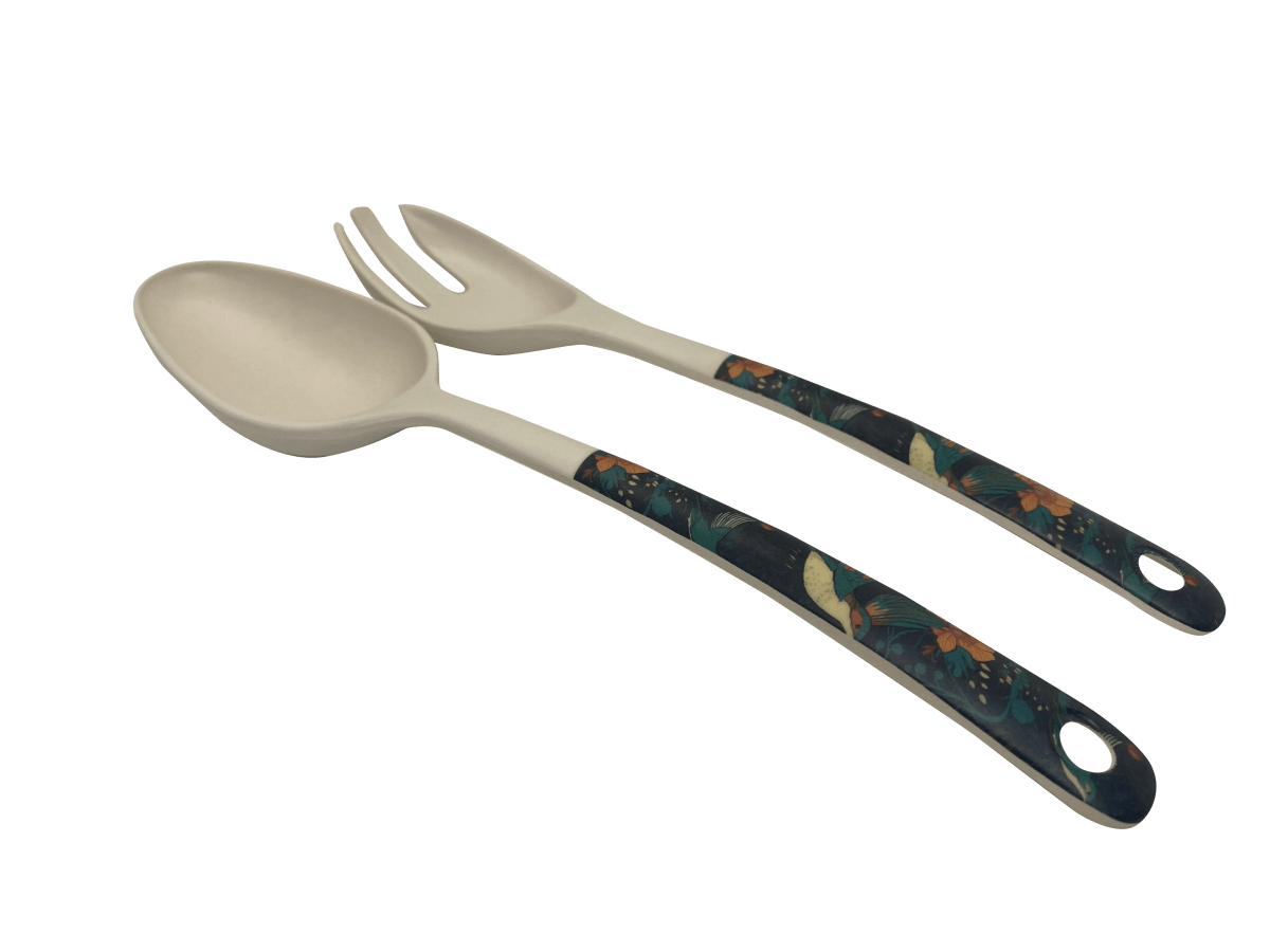 Set De Cuchara Y Tenedor De Ensalada Biobamboo Bird1