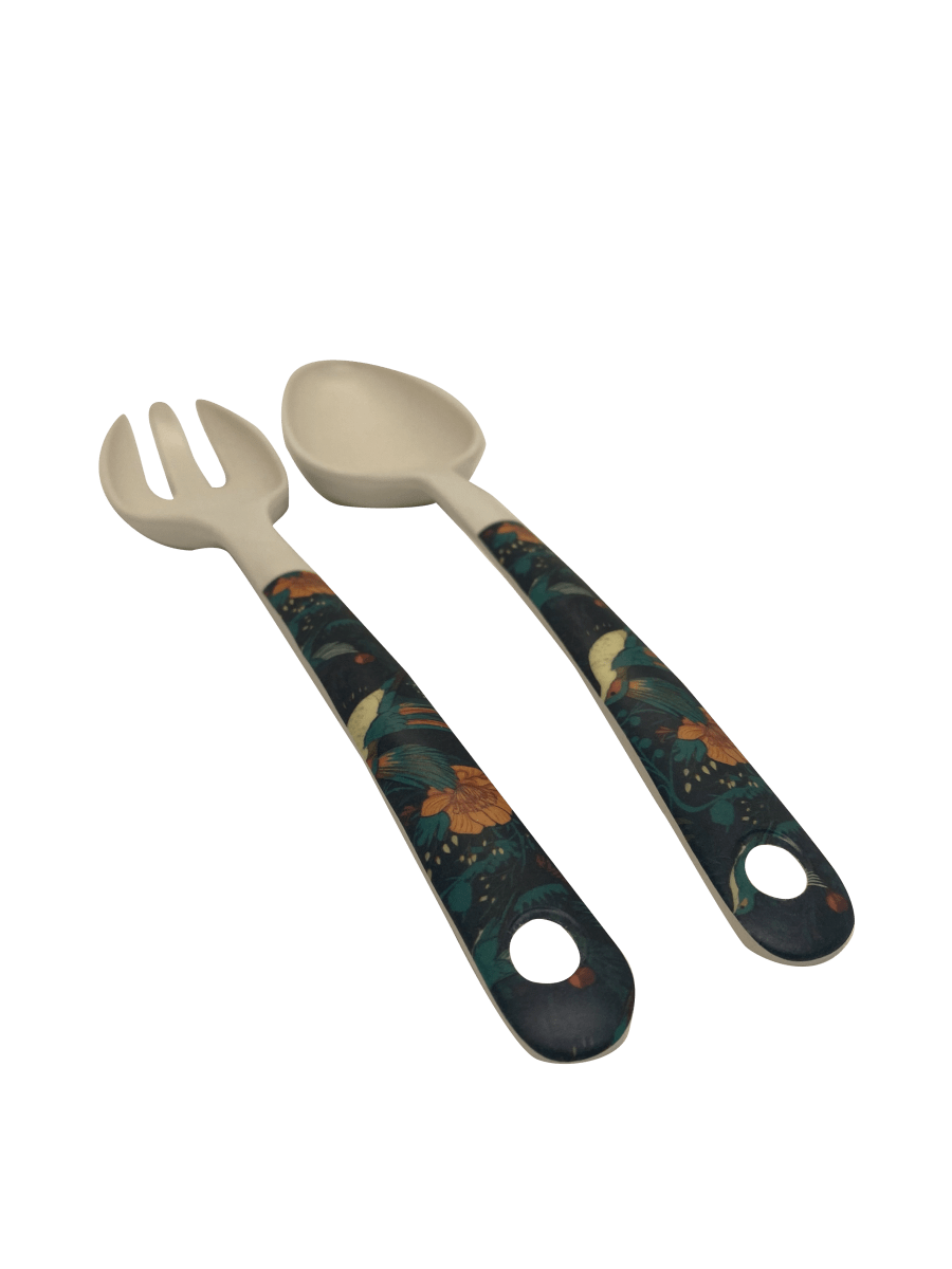 Set De Cuchara Y Tenedor De Ensalada Biobamboo Bird2