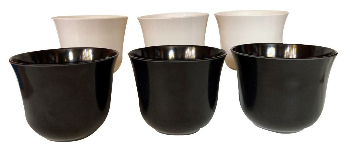 Set 6 Maceteros Bio bamboo Curvo 3 Negros 3 Blancos 16,5x16,5x13 cm1