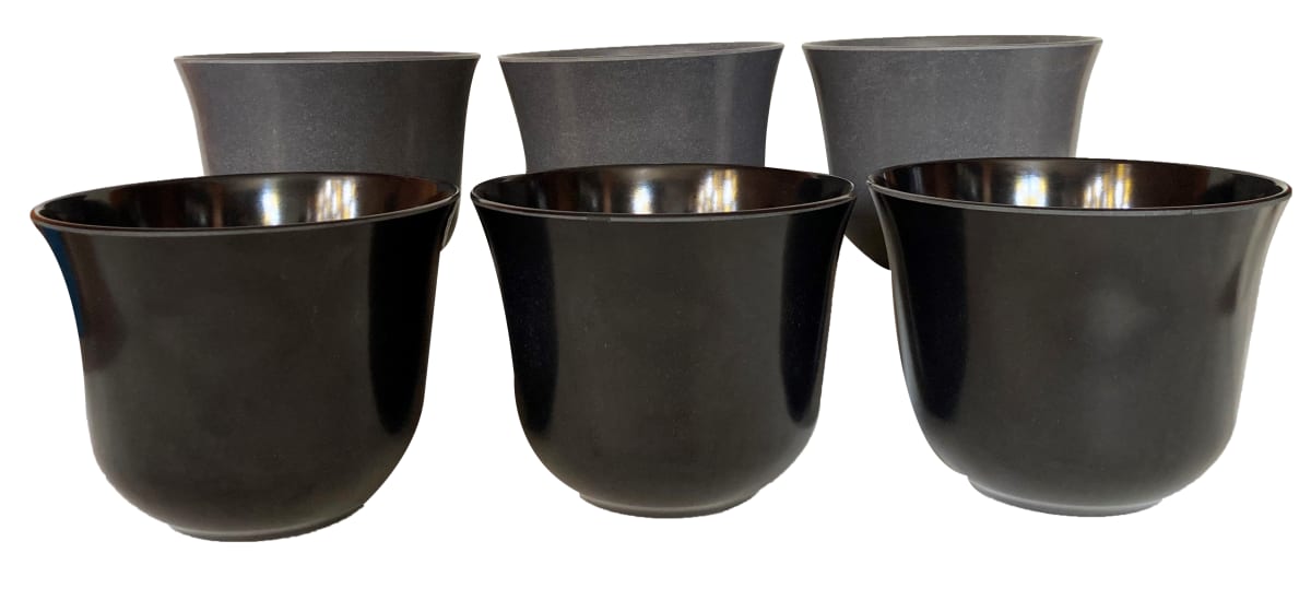 Set 6 Maceteros Bio bamboo Curvo 3 Negros 3 Gris 16,5x16,5x13 cm1