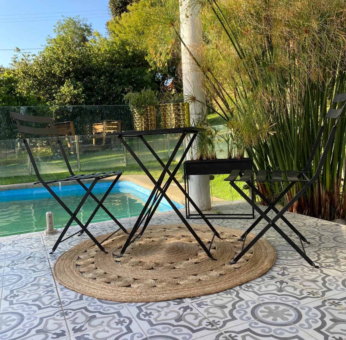 Set Mesa Con Dos Sillas Vintage Cuadrado Negra3