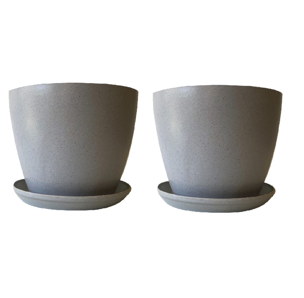 Set de 2 Maceteros con Plato Actual Gris 24x24x18 cm5