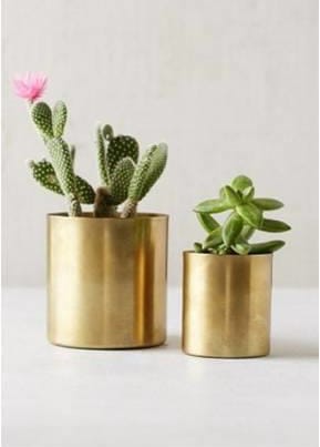 Set 2 Maceteros Tubulares Dorados 10x10x15 cm y 8x8x13cm1