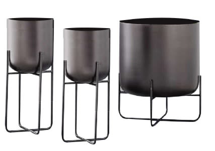 Set De 3 Maceteros Pedestal S 10x10x30 cm, M 14x14x36cm y L 22x22x26cm1