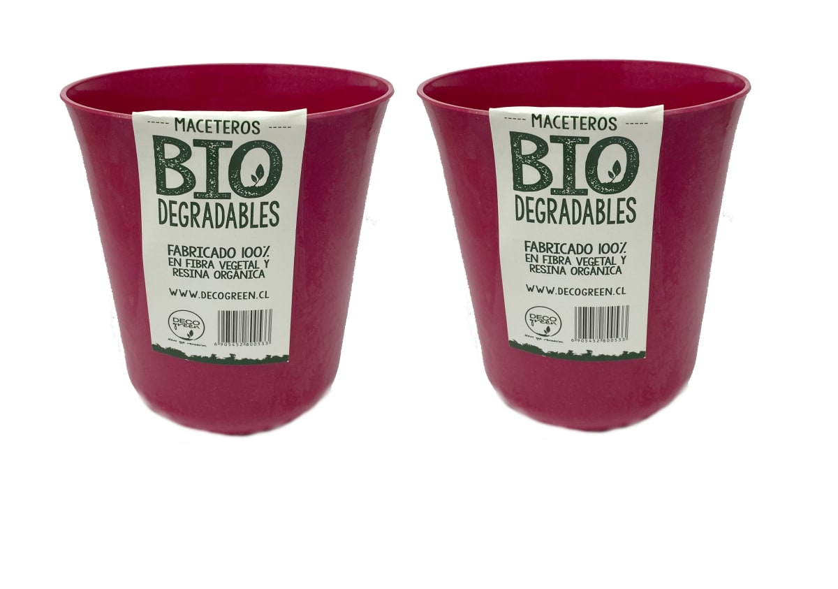 Set De 2 Macetero Bio Bamboo Flores Magenta 13x13x14,5 cm2
