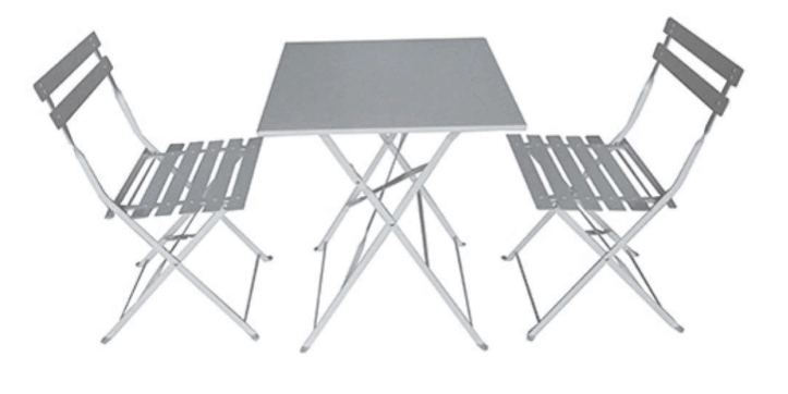 Set Mesa Con Dos Sillas Vintage Cuadrada Blanca1