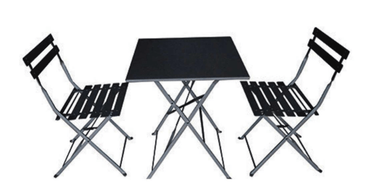 Set Mesa Con Dos Sillas Vintage Cuadrado Negra1