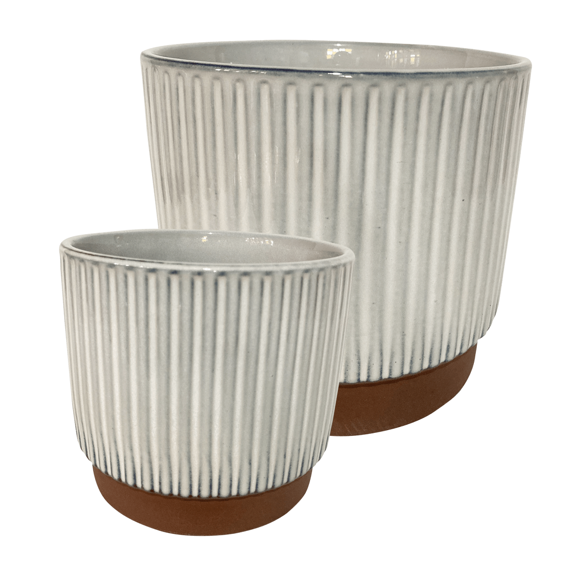 Set 2 Maceteros Enlozados Blancos 14x12 y 20x181