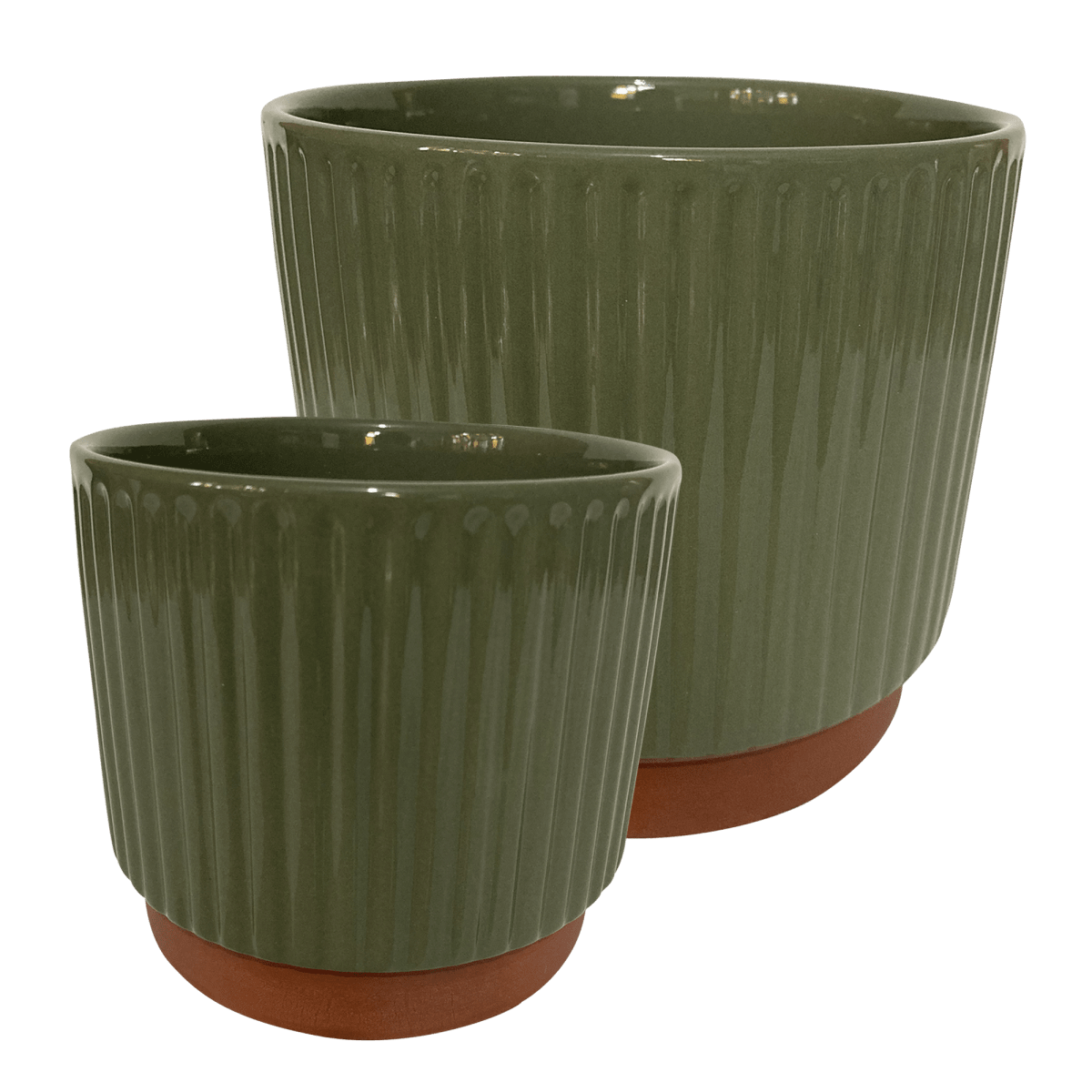 Set 2 Maceteros Enlozados Oliva 14x12 y 20x181