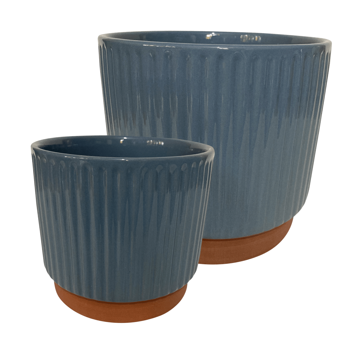 Set 2 Maceteros Enlozados Azul 14x12 y 20x181